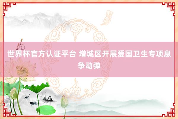 世界杯官方認證平臺 增城區開展愛國衛生專項息爭動彈