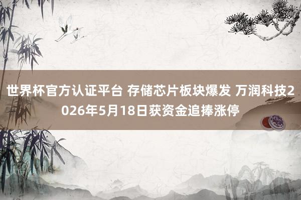世界杯官方認(rèn)證平臺 存儲芯片板塊爆發(fā) 萬潤科技2026年5月18日獲資金追捧漲停